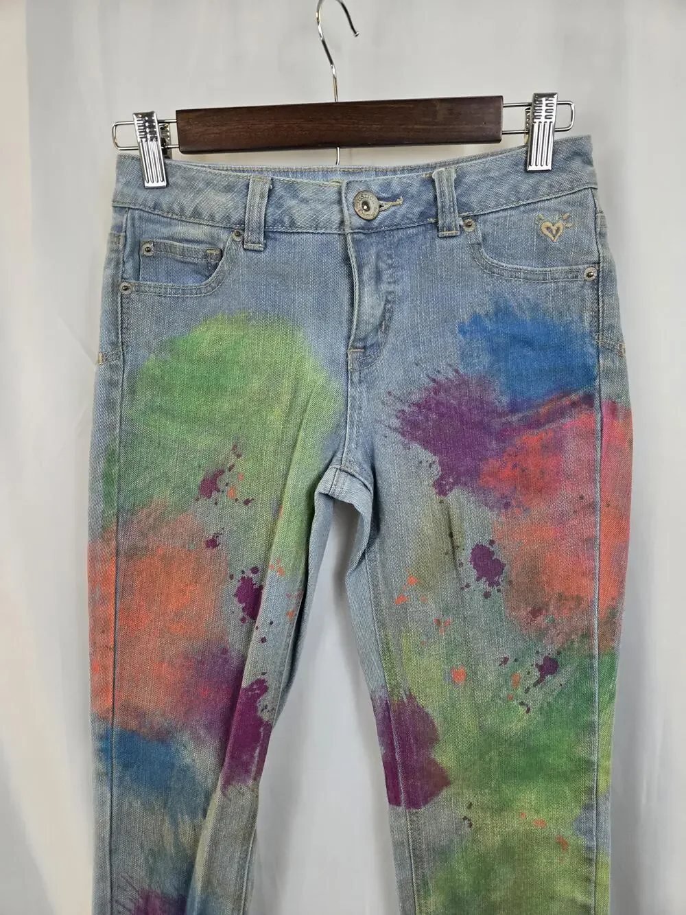 Justice Premium Jeans Girls 14R Blue Multicolor Tie Dye Skinny Simply Low Denim